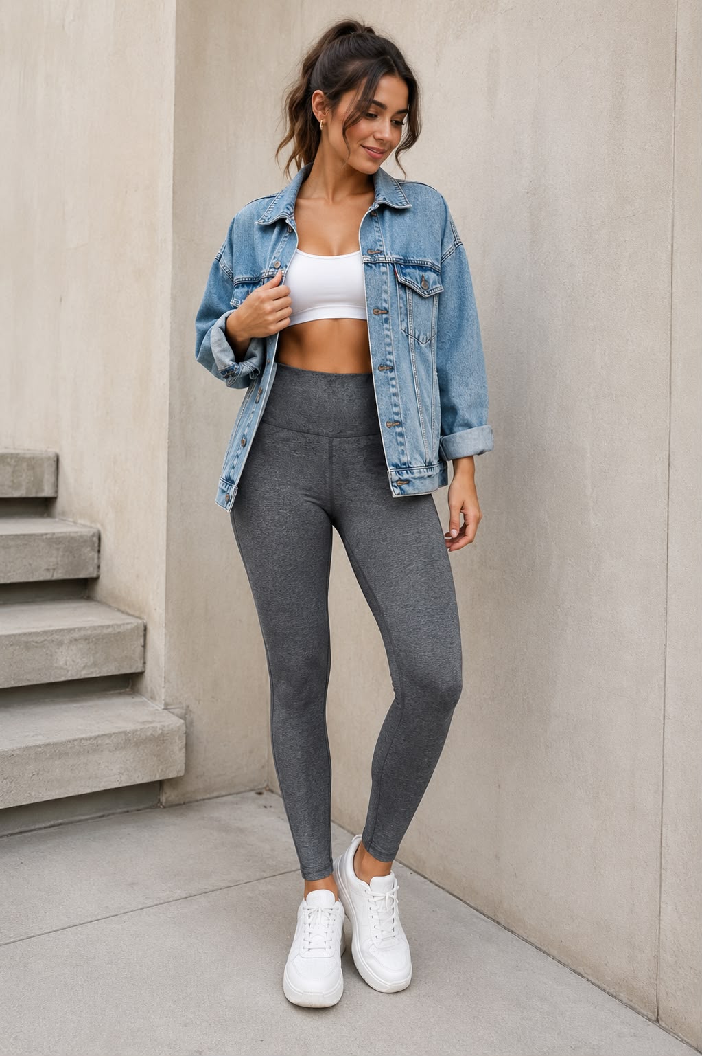 LEGGINS CONTROL ABDOMEN GRIS MEDIO JASPEADO