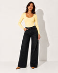 JEAN WIDE LEG NEGRO TIRO ALTO REF 18172