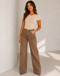 JEAN WIDE LEG TIRO ALTO CAFÉ REF 18335