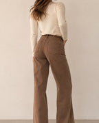JEAN WIDE LEG TIRO ALTO CAFÉ REF 18335